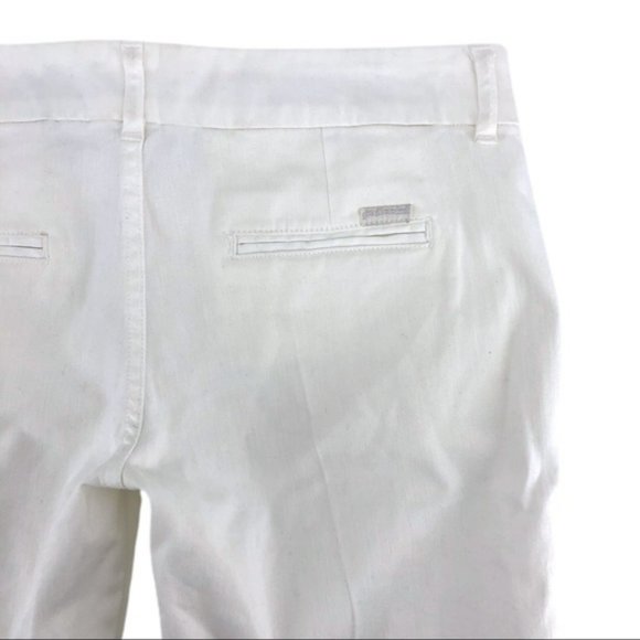 7 For All Mankind White Cotton Blend Flat Front Shorts - Picture 4 of 10